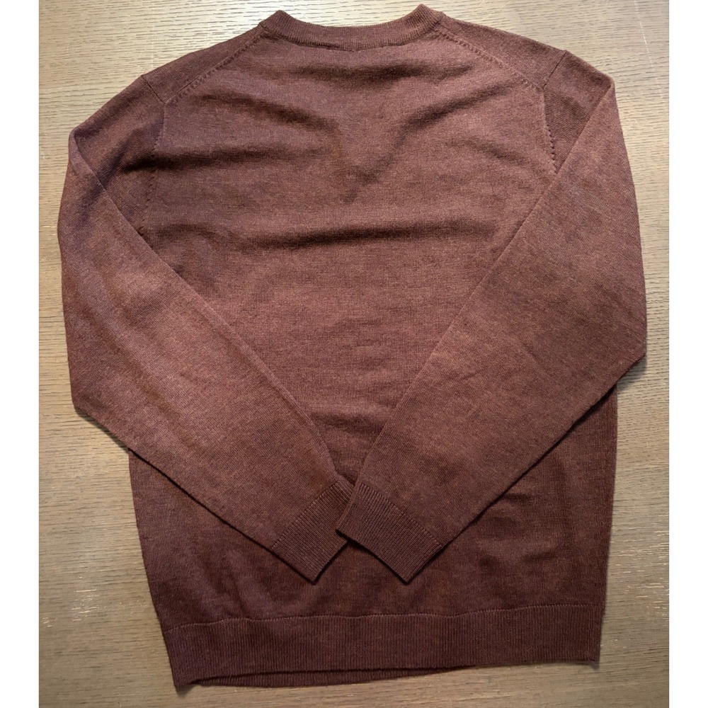 Turnbury Mens Extra Fine Merino Wool V-Neck Sweater Brown Heather Size M - Picture 3 of 5